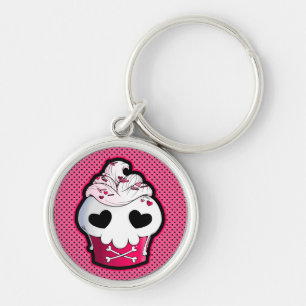 Porte-clés Petit gâteau rose de crâne