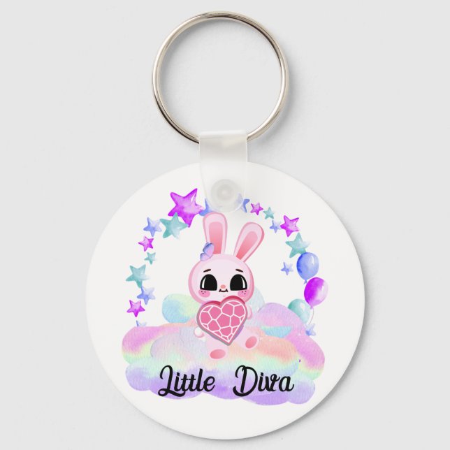 Porte-clés petit lapin blanc doux (Recto)