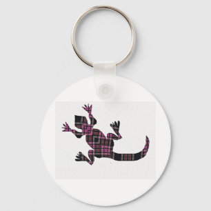 Porte-clés petit lézard de tartan rose