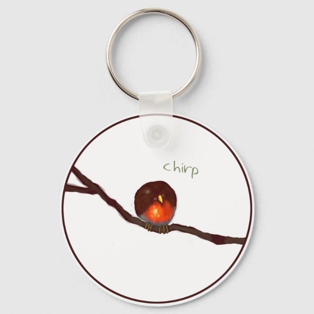 Porte-clés Petit rocher rond Robin gazouillant (Recto)