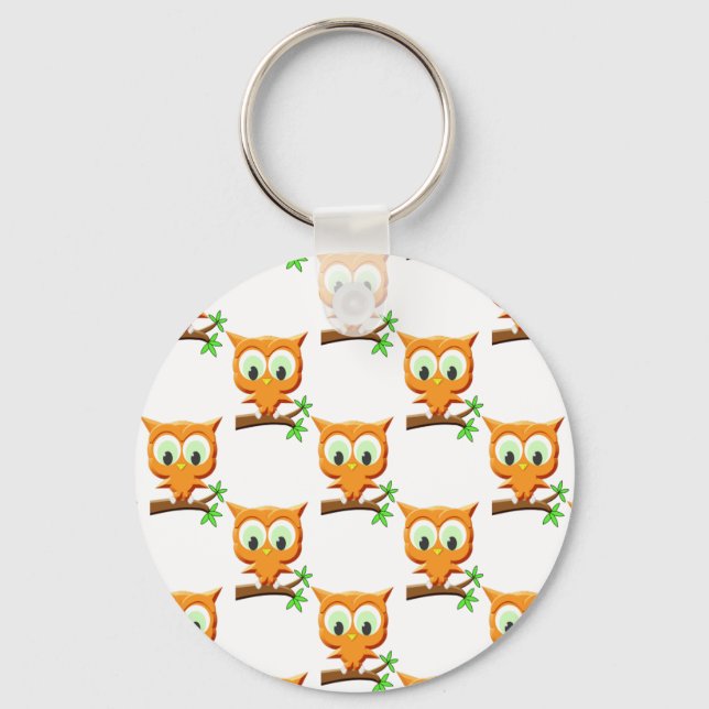 Porte-clés Petite Chouette en dessin sur Motif de branche (Recto)