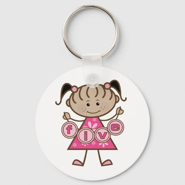 Porte-clés Petite fille 5e anniversaire Tshirts et cadeaux (Recto)