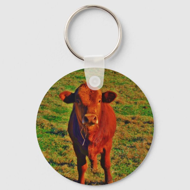 Porte-clés Petite vache Brown Graine verte brillante (Recto)