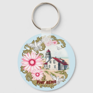 Porte-clés phare Daisy rose