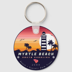 Porte-clés Phare de Myrtle Beach SC Retro Sunset Souvenirs