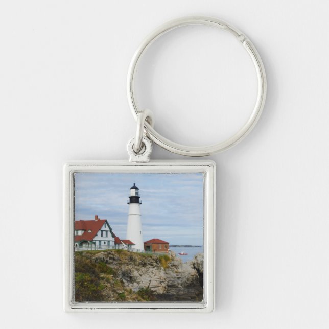 Porte-clés Phare de Portland Headlight sur la côte rocheuse (Devant)