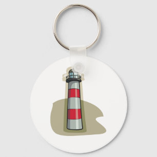 Porte-clés Phare rouge et blanc Thème nautique côtier
