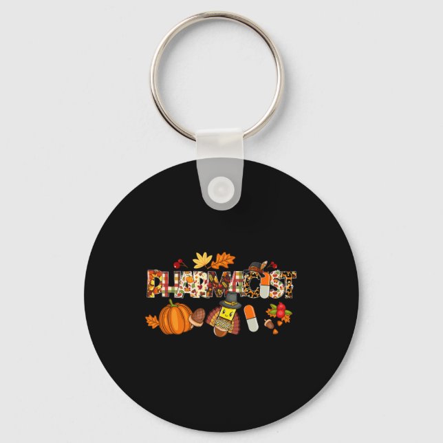 Porte-clés Pharmacien Leopard Casquette Automne Thanksgiving  (Recto)