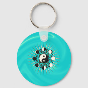 Porte-clés Phases de la lune, Sun & Yin Yang - Polarité et d