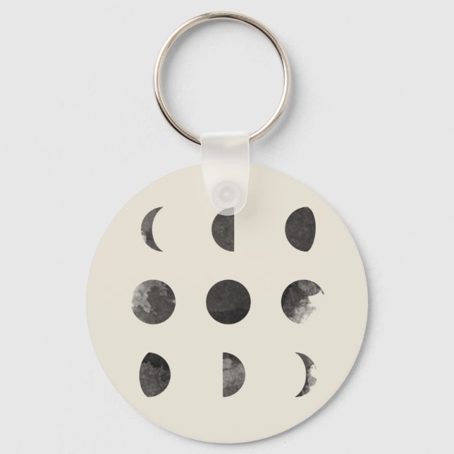 Porte-clés Phases de l'aquarelle lunaire de la lune (Recto)