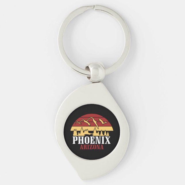 Porte-clés Phoenix Arizona Skyline Art Print Retro Sunset (Devant)