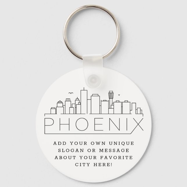 Porte-clés Phoenix, Arizona Stylisé Skyline | Slogan personna (Recto)