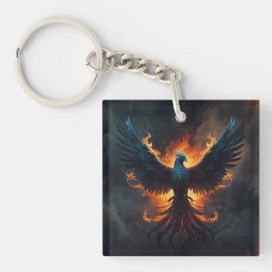 Porte-clés Phoenix Bird Rising avec flammes