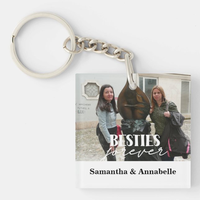 Porte-clés Photo Besties Best Friends Acrylique Carré Porte - (Devant)