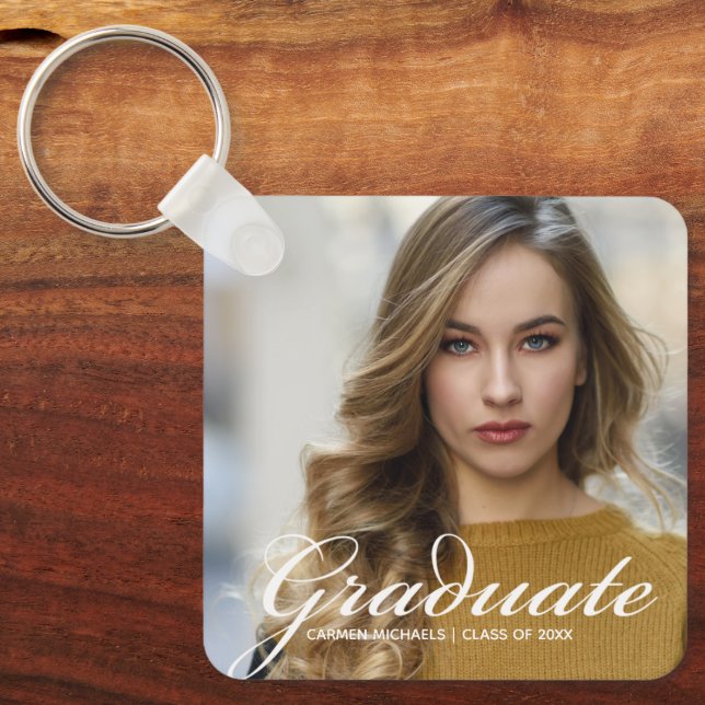 Porte-clés Photo chic Graduate personnalisée 2025 Graduation (Recto)