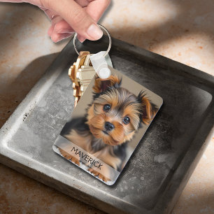 Porte-clés Photo de chien amusant en aluminium double face