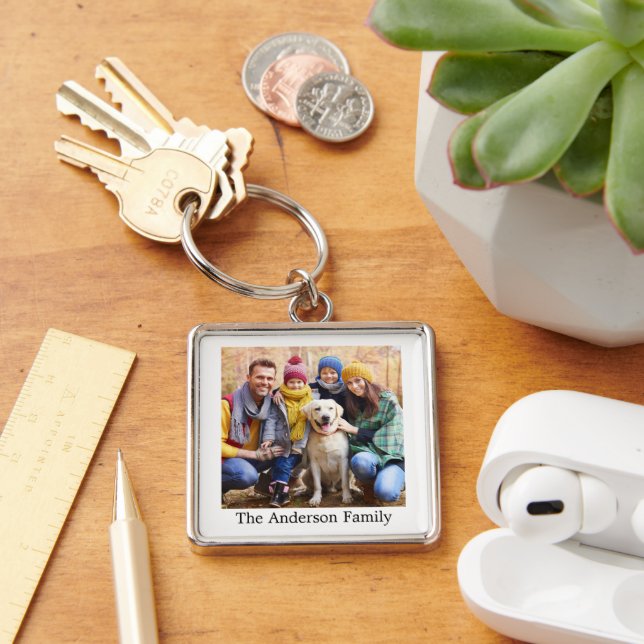 Porte-clés Photo de famille et nom (Bureau)