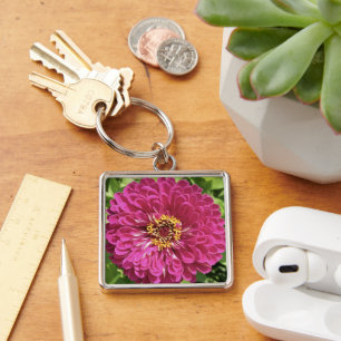 Porte-clés Photo de fleur de Zinnia vive