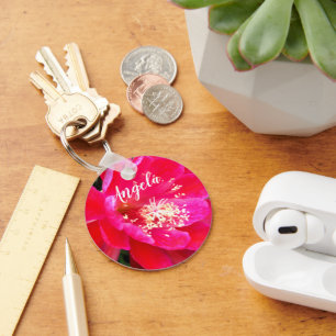 Porte-clés Photo de fleur rose tropicale