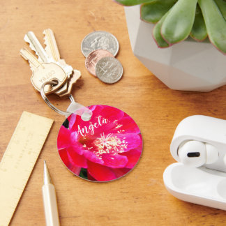Porte-clés Photo de fleur rose tropicale