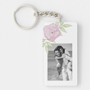 Porte-clés photo de fleurs esquissées