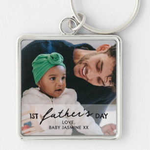 Porte-clés Photo de la première fête des pères bébé et papa