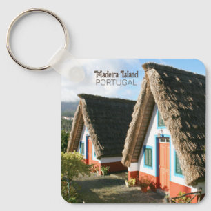 Porte-clés Photo de l'île de Madère avec Maisons Typiques, Po