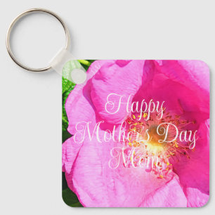 Porte-clés Photo de rose rose sauvage Meilleure maman pour la