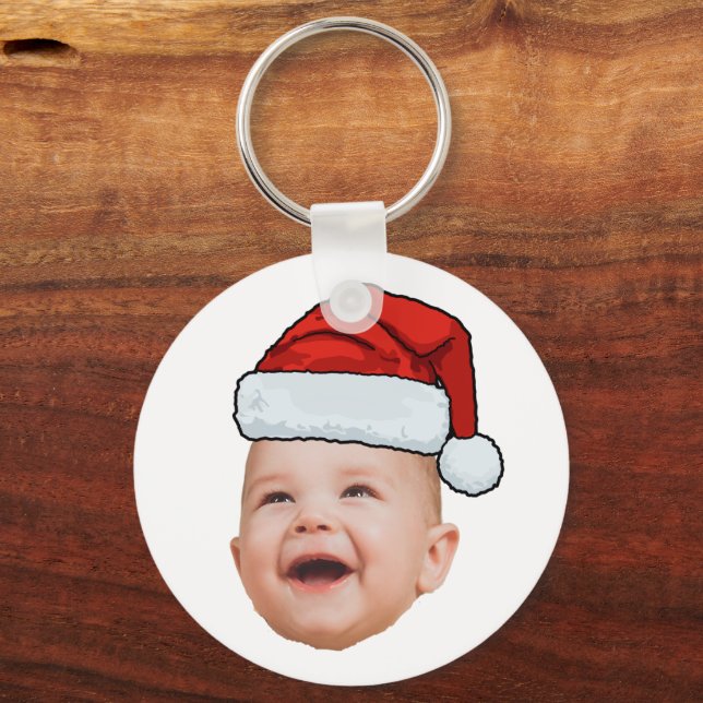 Porte-clés Photo de visage de bébé personnalisé Noël du Père  (Verso)