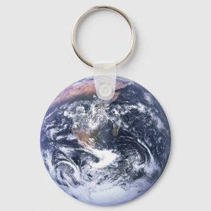 Porte-clés Photo d'espace de la Terre en marbre bleu vintage