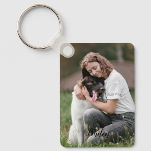 Porte-clés Photo deux personnalisées et nom