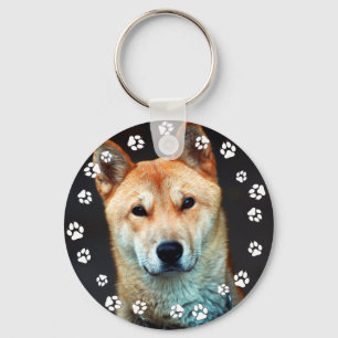 Porte-clés Photo Dog Instagram Empreintes de pattes blancs Po