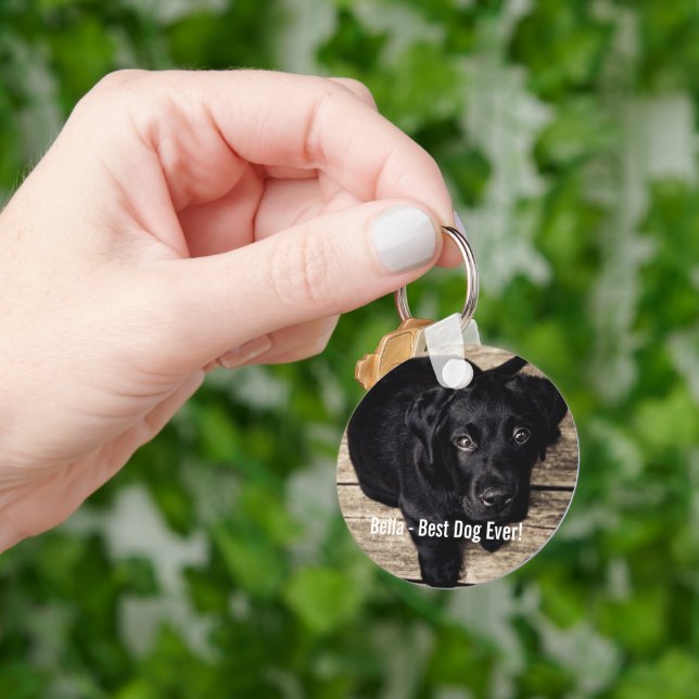 Porte-clés Photo et nom du chien du Black Lab personnalisé (main)