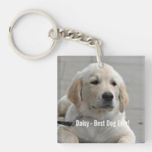 Porte-clés Photo et nom personnalisés Golden Retriever Dog
