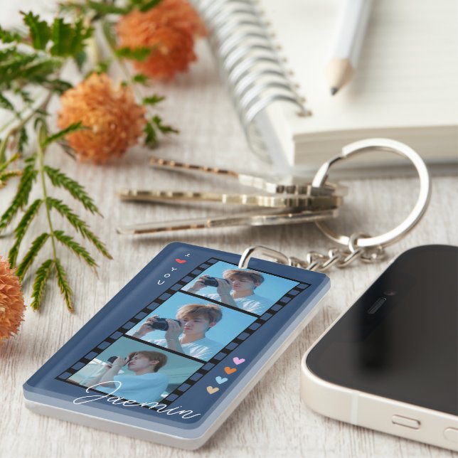 Porte - clés photo et texte personnalisés (Devant droit)