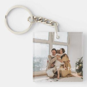 Porte-clés Photo et texte personnalisés Personnalisés