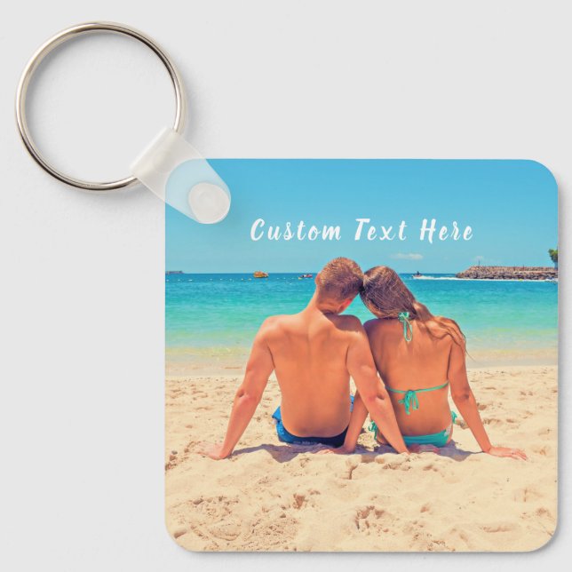 Porte-clés Photo et texte personnalisés - Votre propre design (Recto)