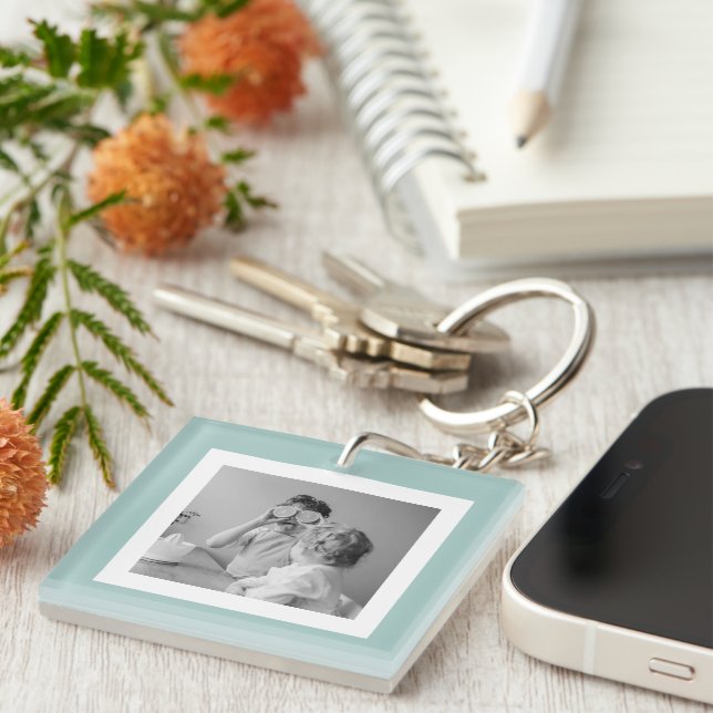 Porte-clés Photo Famille Moderne Mint Simple Lovely Cadeau (Devant Droit)