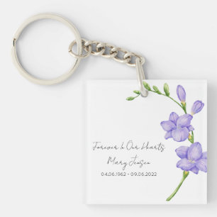Porte-clés photo funéraire mémorial Freesia