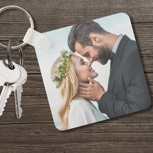 Porte-clés Photo Mariage personnalisée (Custom Newlywed Couple Two Photo keychain)