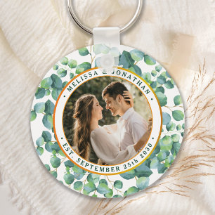 Porte-clés Photo moderne Eucalyptus Mariage or vert