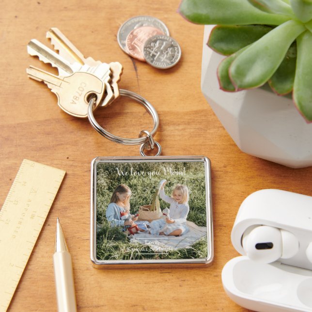 Porte-clés Photo moderne Nous t'aimons Maman Porte - clé (Bureau)
