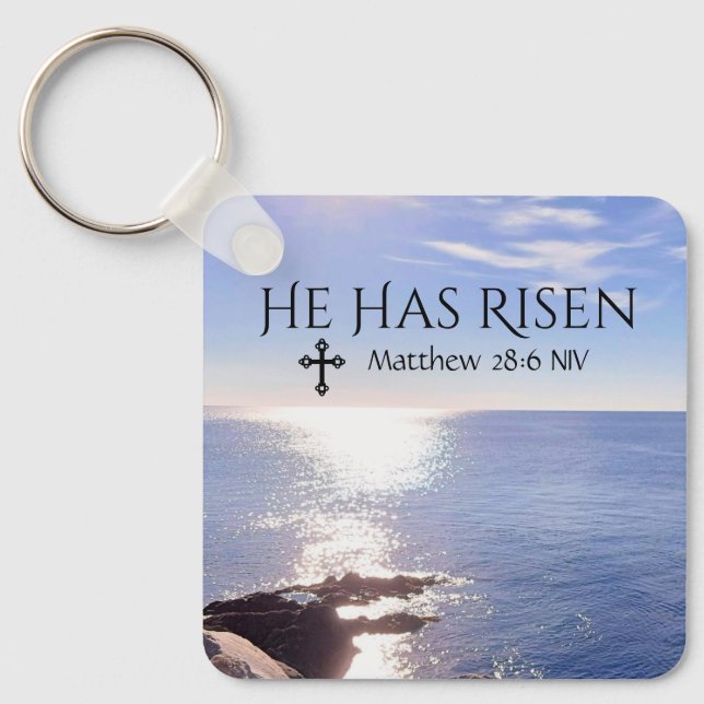Porte-clés Photo Ocean Christ ressuscité Bible Verse Pâques (Recto)