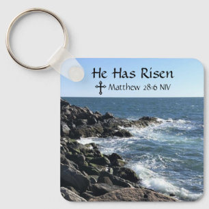 Porte-clés Photo Océan Il A Risqué La Bible Verse Bleu Pâques