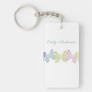 Porte-clés photo Papillons Pastel