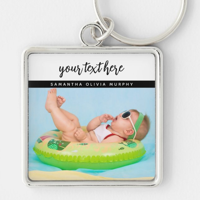 Porte-clés Photo personnalisée Baby Love & Name Memories (Devant)