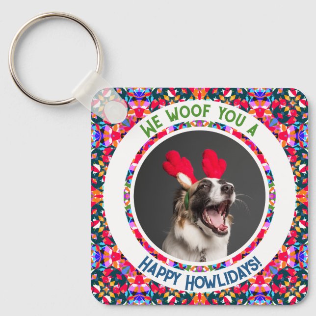 Porte-clés Photo personnalisée Chien de Noël Maman maman mama (Recto)