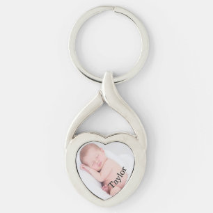 Porte-clés Photo personnalisée de bébé et nom incurvé