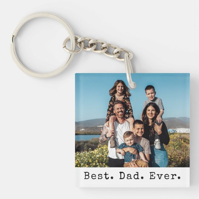 Porte-clés Photo personnalisée de la famille Best Papa Ever (Devant)