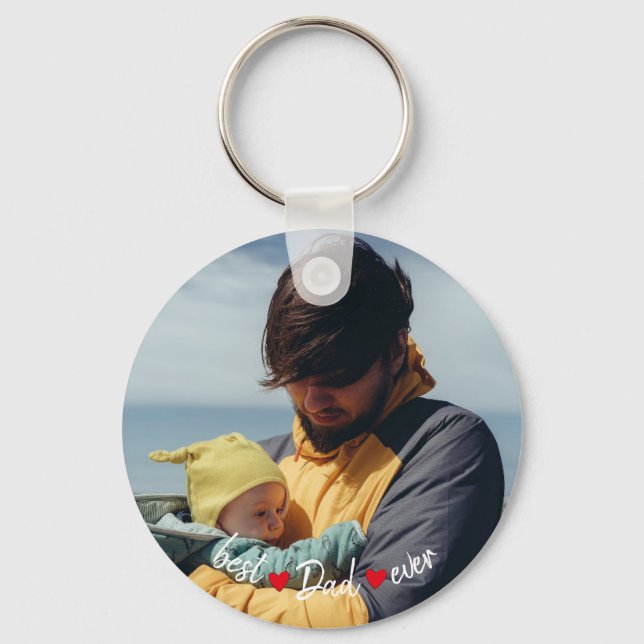 Porte-clés Photo personnalisée de meilleur père (Recto)